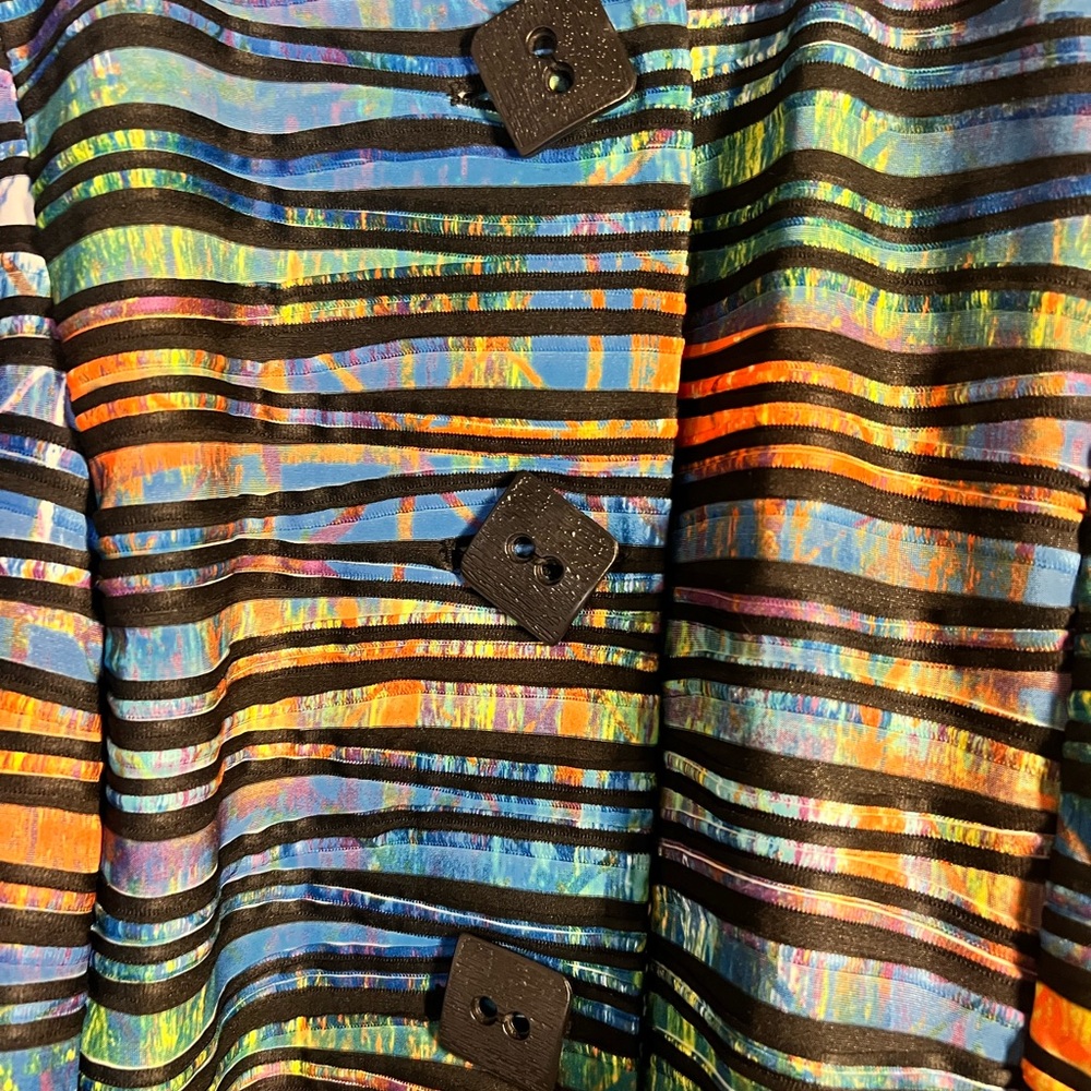 Multiples Vibrant Striped Artsy Long Sleeve State… - image 3